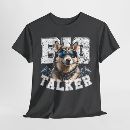 HUSKY DOG T SHIRT Big Talker in dark heather