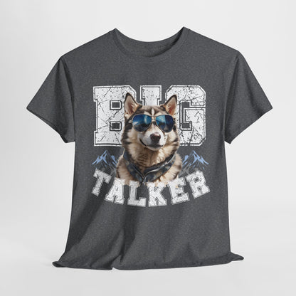 HUSKY DOG T SHIRT Big Talker in graphite heather