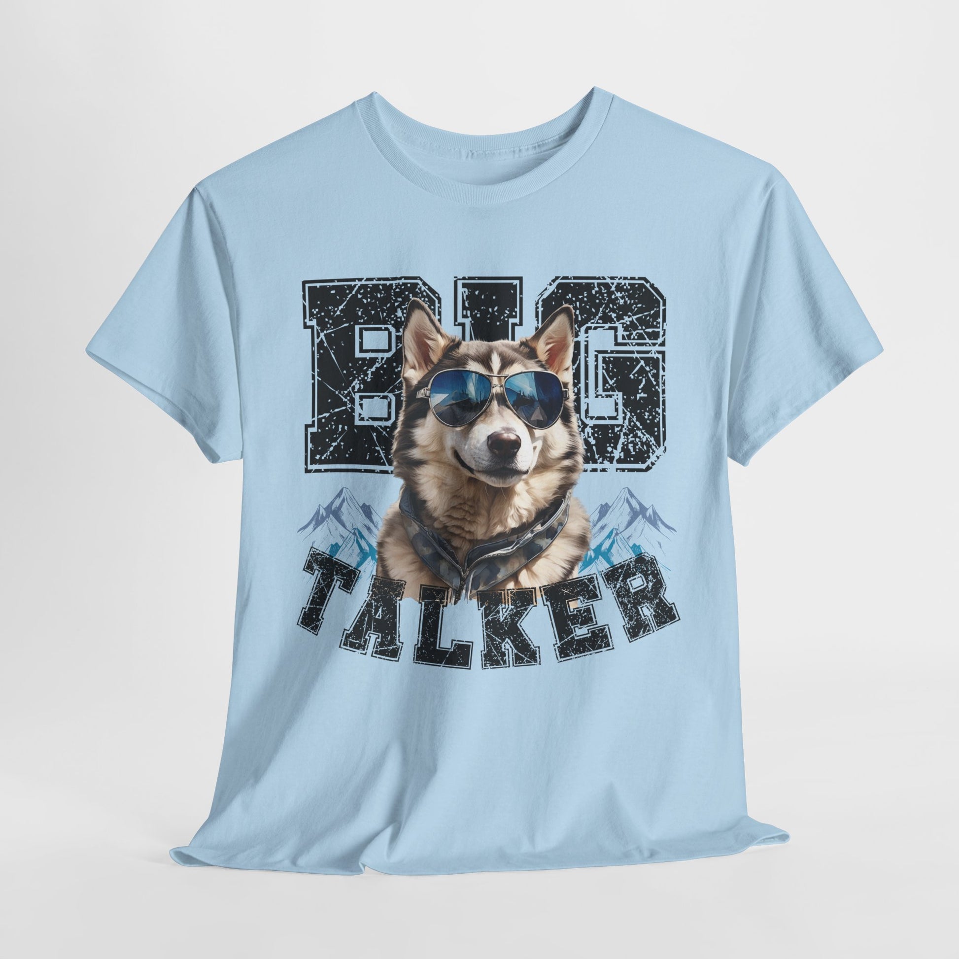 HUSKY DOG T SHIRT Big Talker in light blue