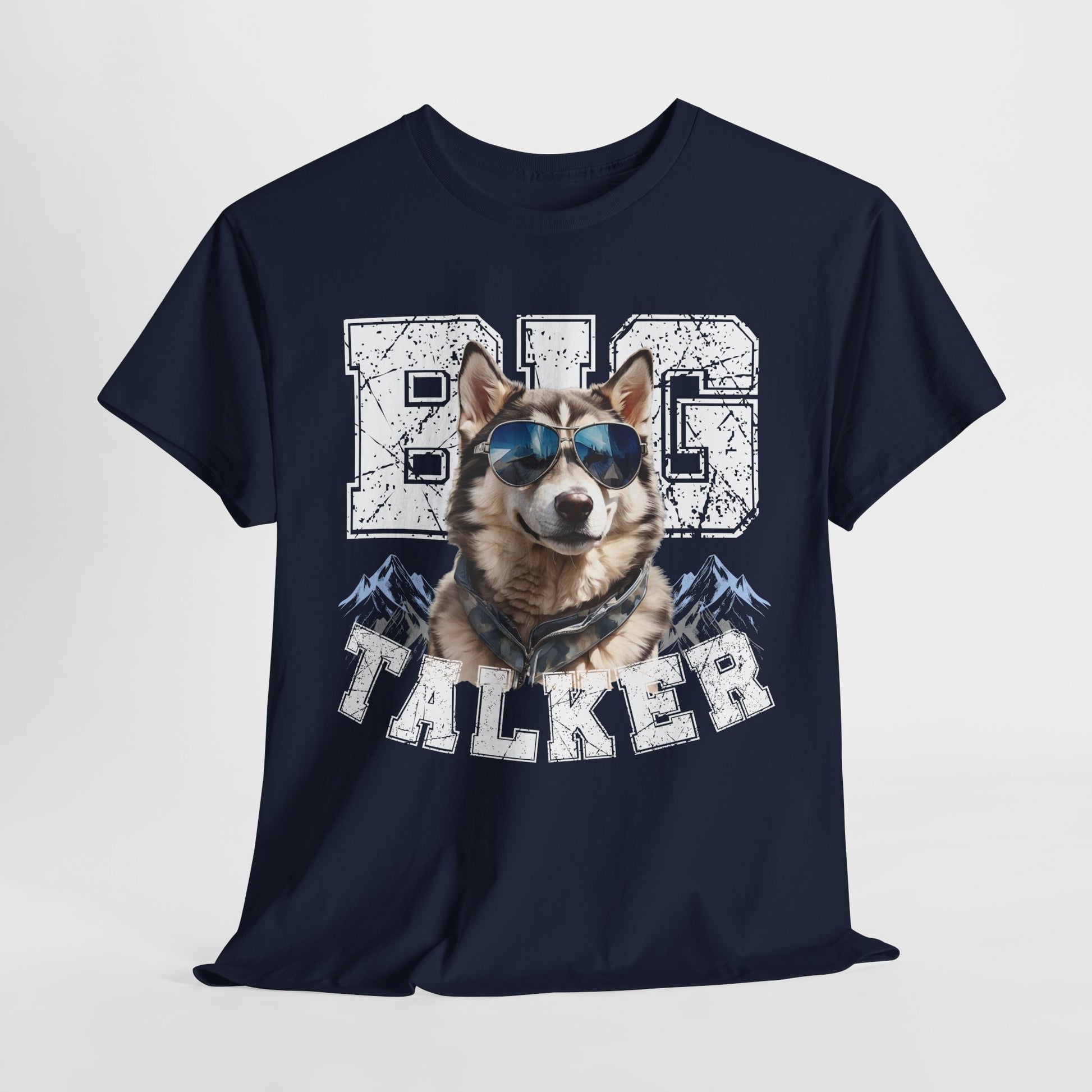 HUSKY DOG T SHIRT Big Talker in navy