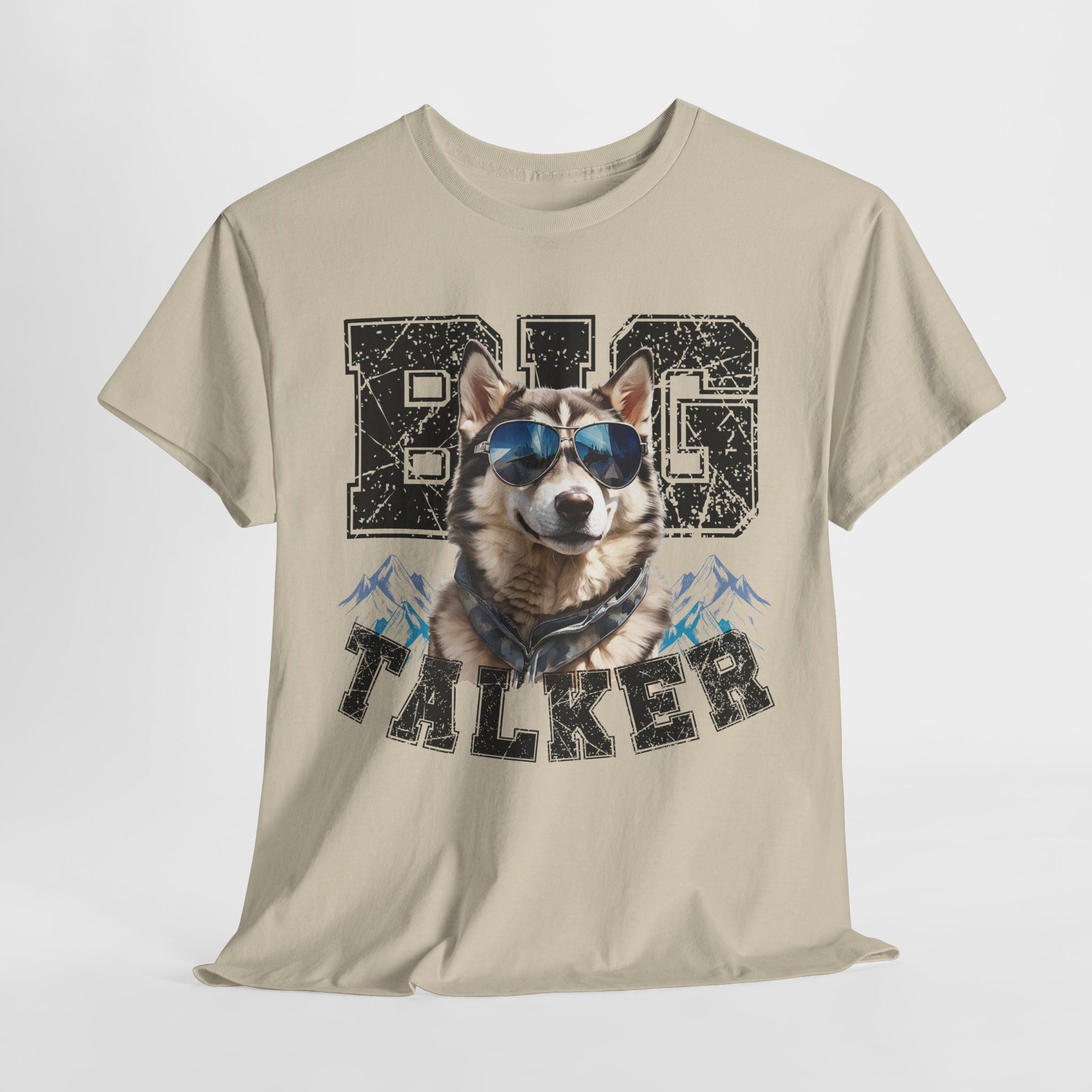 HUSKY DOG T SHIRT Big Talker in sand