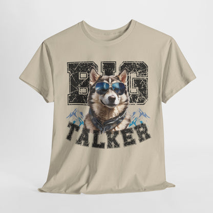 HUSKY DOG T SHIRT Big Talker in sand