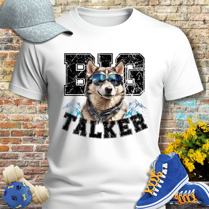 HUSKY DOG T SHIRT Big Talker in white
