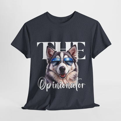 HUSKY DOG T SHIRT The Opinionator in heather navy