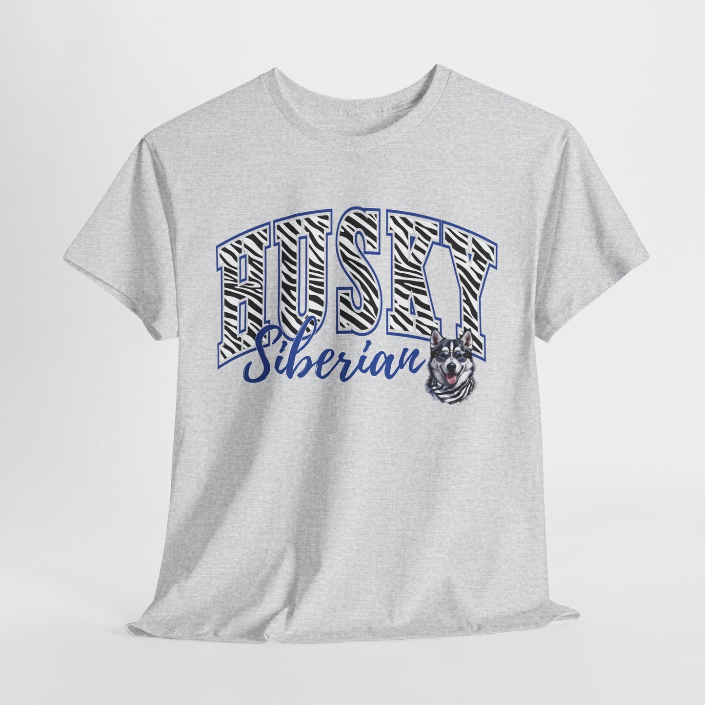 HUSKY DOG T SHIRT Zebra Siberian Husky in ash