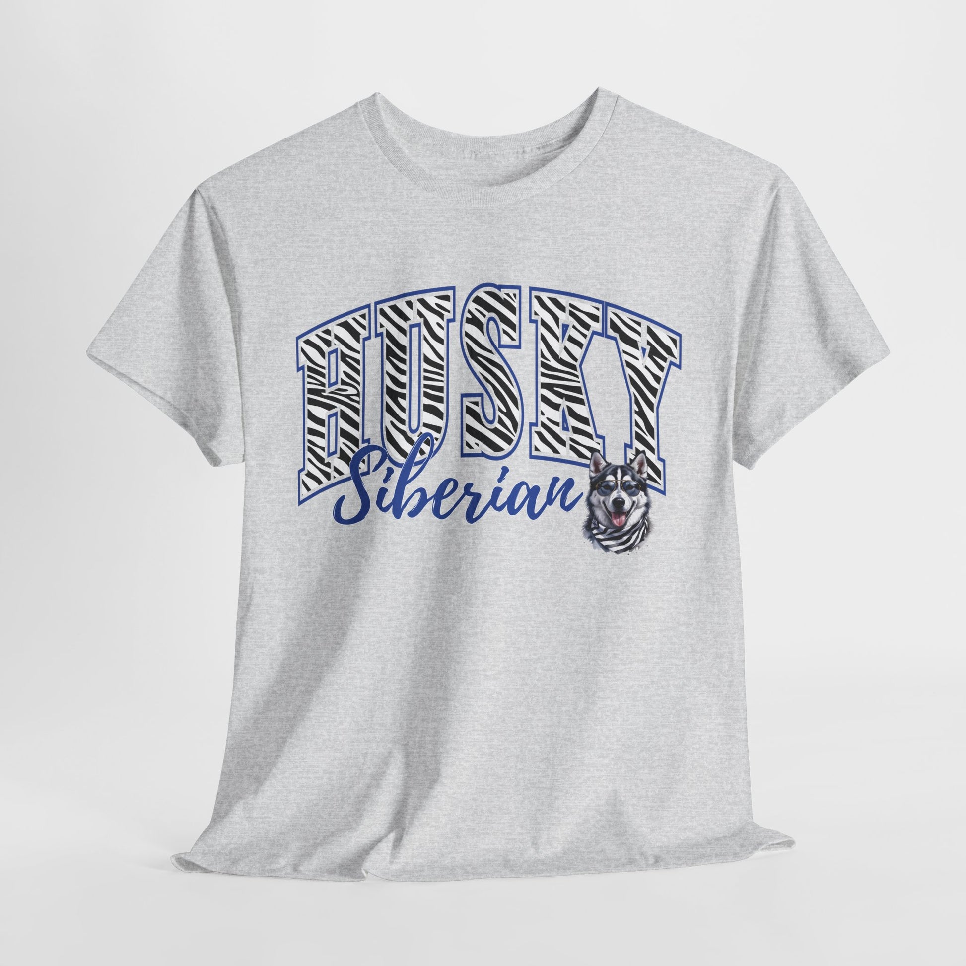 HUSKY DOG T SHIRT Zebra Siberian Husky in ash