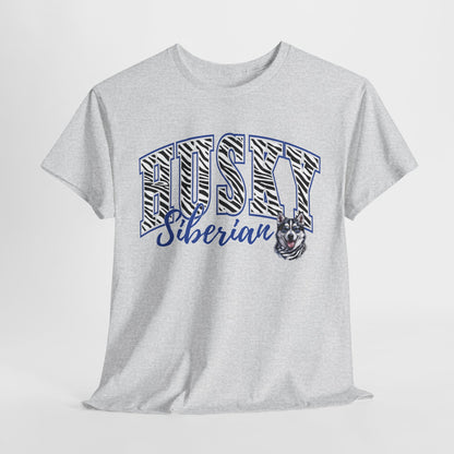 HUSKY DOG T SHIRT Zebra Siberian Husky in ash