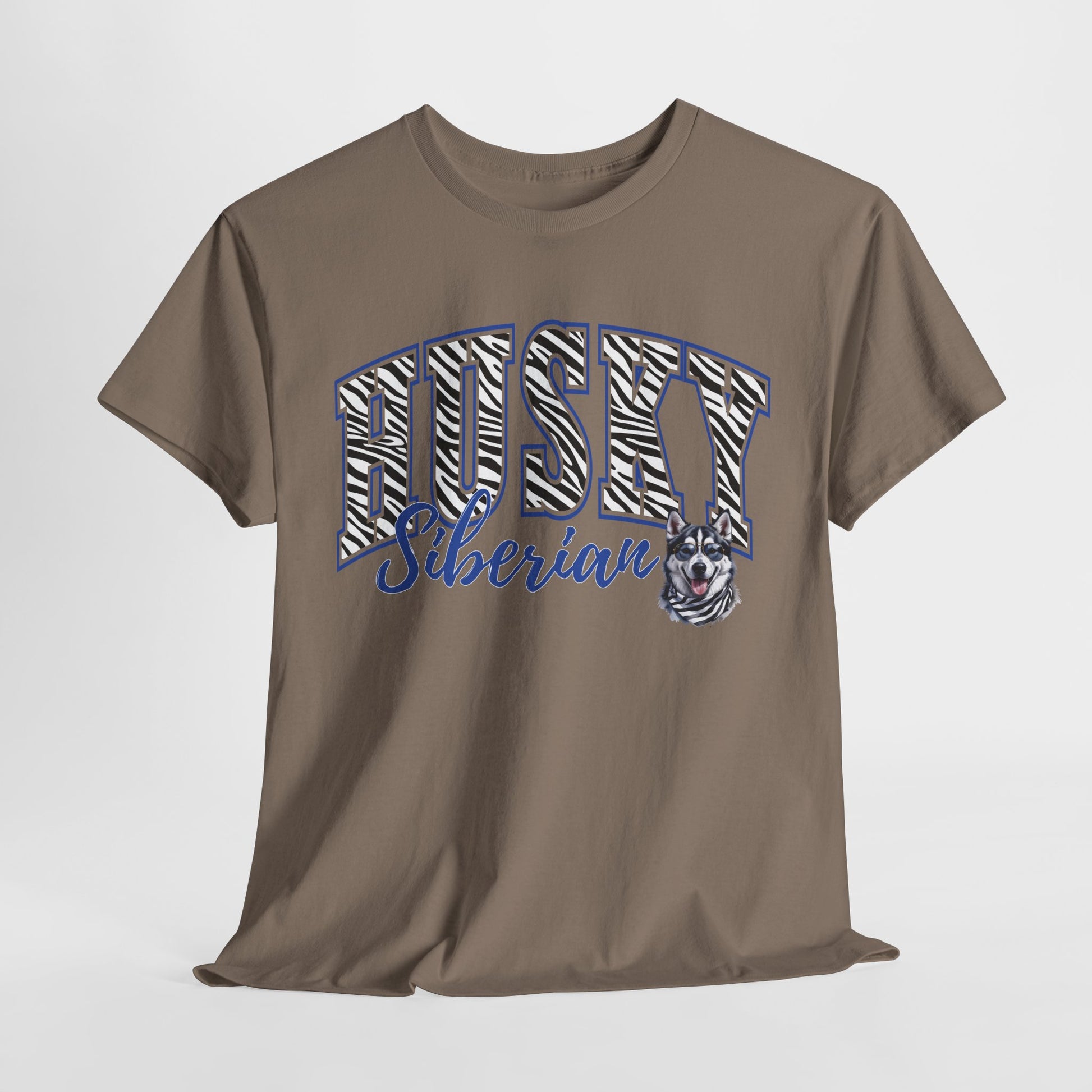 HUSKY DOG T SHIRT Zebra Siberian Husky in brown savana