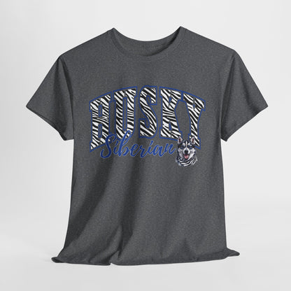 HUSKY DOG T SHIRT Zebra Siberian Husky in graphite heather