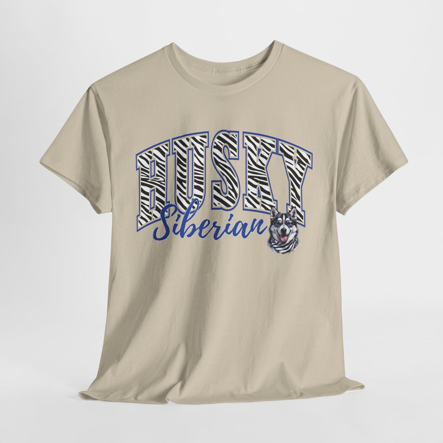 HUSKY DOG T SHIRT Zebra Siberian Husky in sand