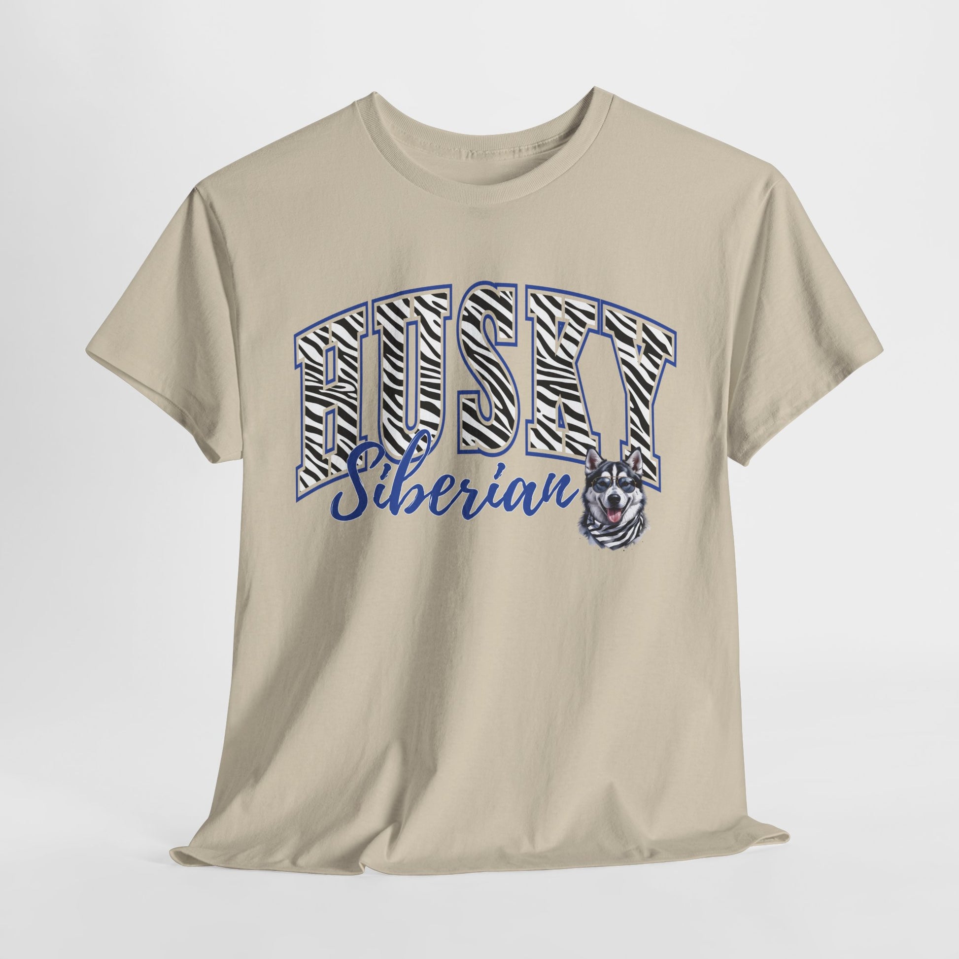 HUSKY DOG T SHIRT Zebra Siberian Husky in sand