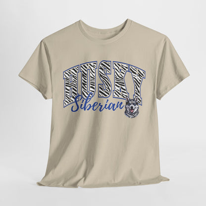HUSKY DOG T SHIRT Zebra Siberian Husky in sand