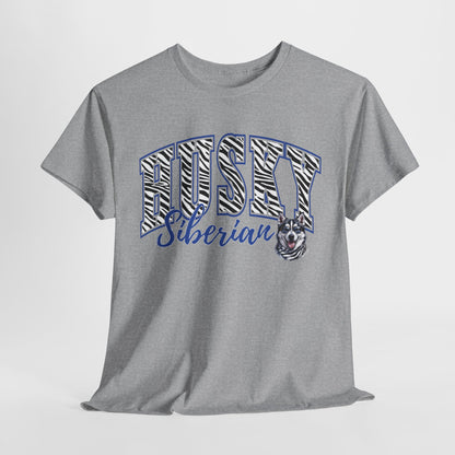 HUSKY DOG T SHIRT Zebra Siberian Husky in sport gray