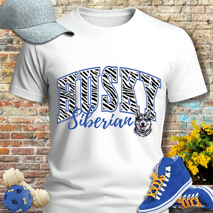 HUSKY DOG T SHIRT Zebra Siberian Husky in white