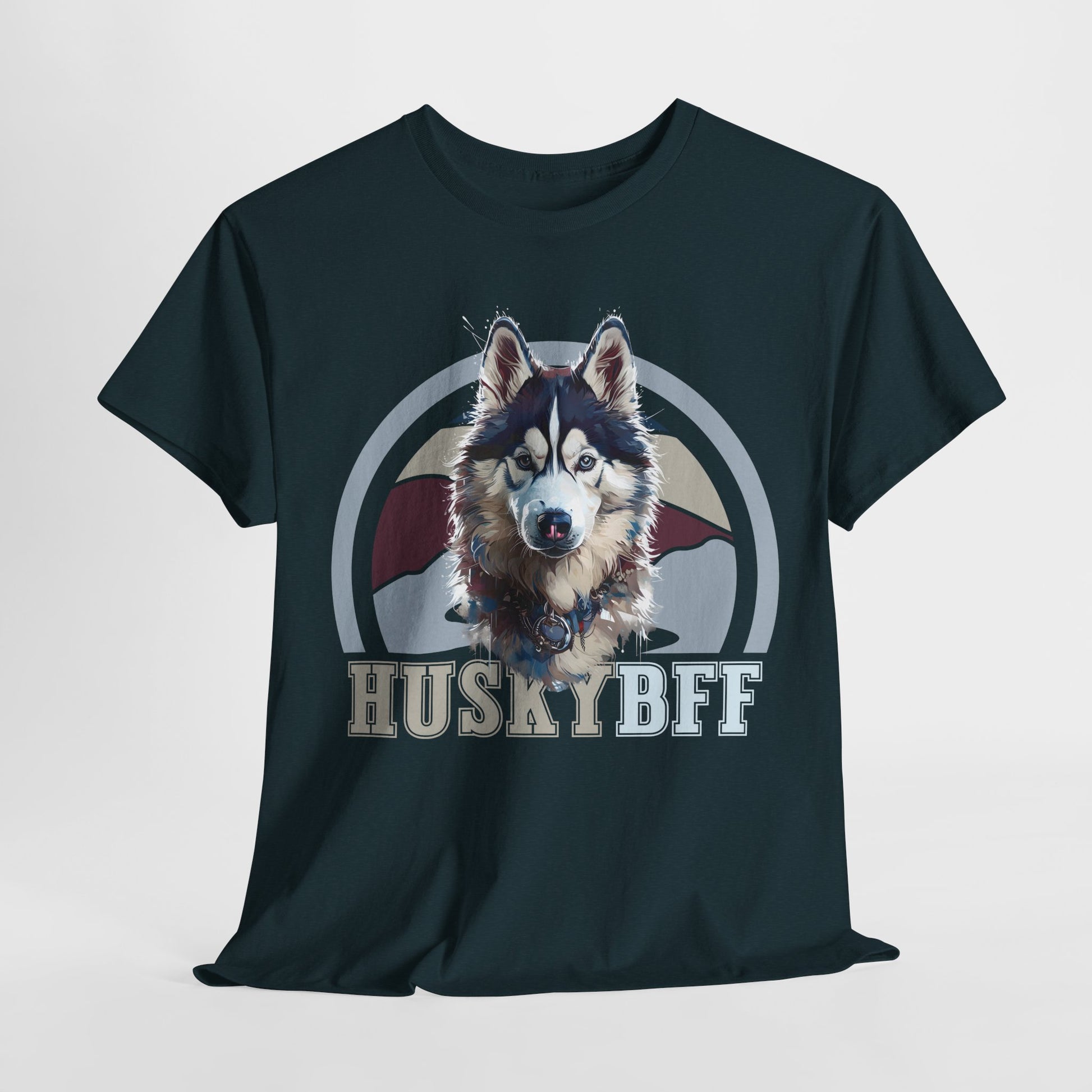 HUSKY DOG T SHIRT with HUSKY BFF text in midnight