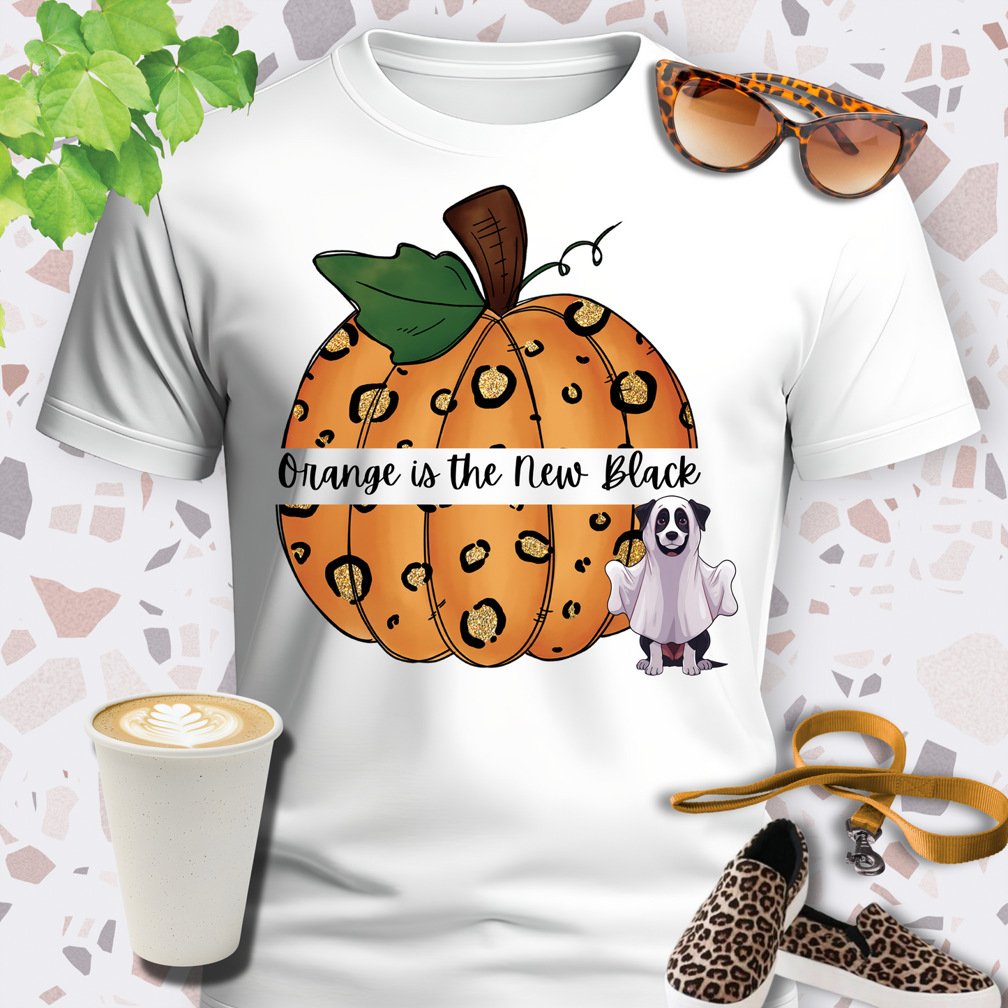 Halloween Pumpkin T Shirt Orange New Black in white
