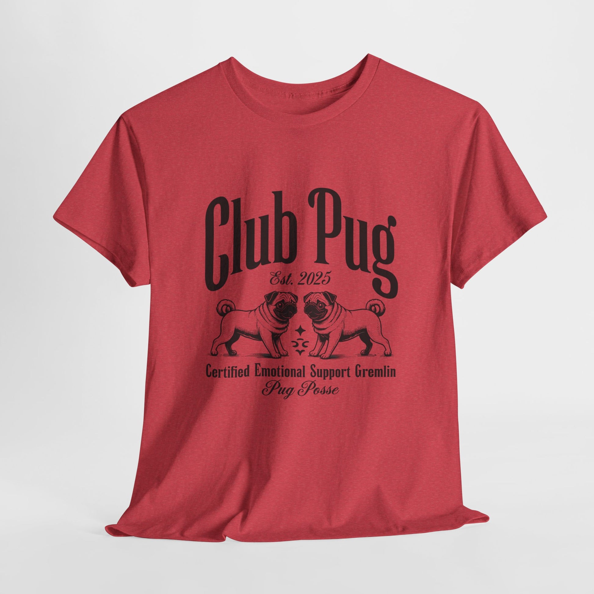 PUG LIFE SHIRT Club Pug Posse in heather red