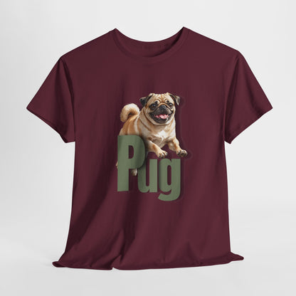 PUG LIFE SHIRT Fun Jumpin Pug in Maroon
