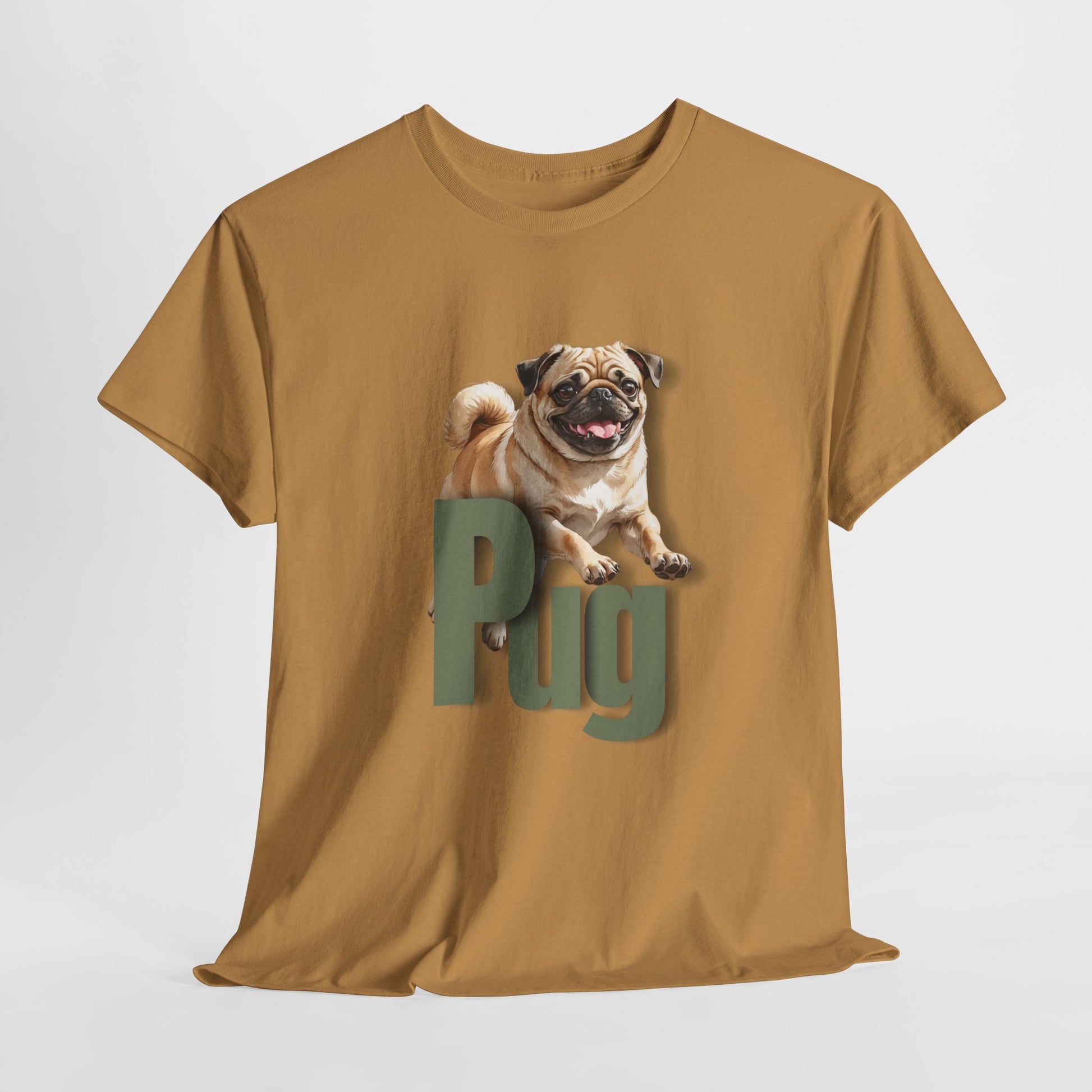 PUG LIFE SHIRT Fun Jumpin Pug in Old Gold