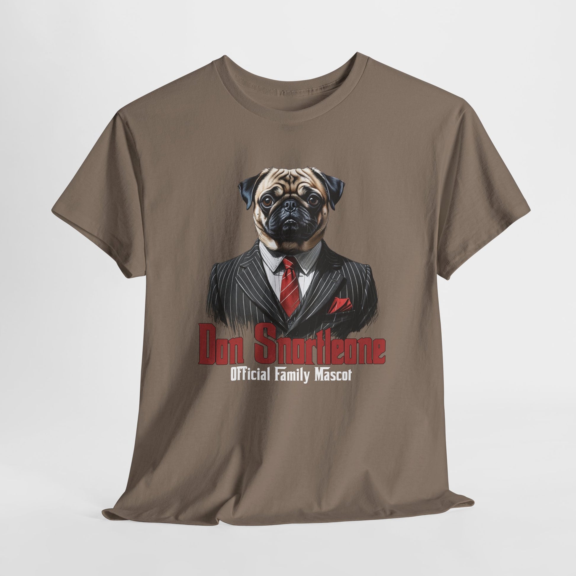 PUG TSHIRT Don Snortleone Mafia Graphic in Brown Savana