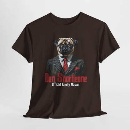 PUG TSHIRT Don Snortleone Mafia Graphic in Dark Chocolate