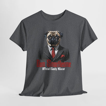 PUG TSHIRT Don Snortleone Mafia Graphic in Graphite Heather