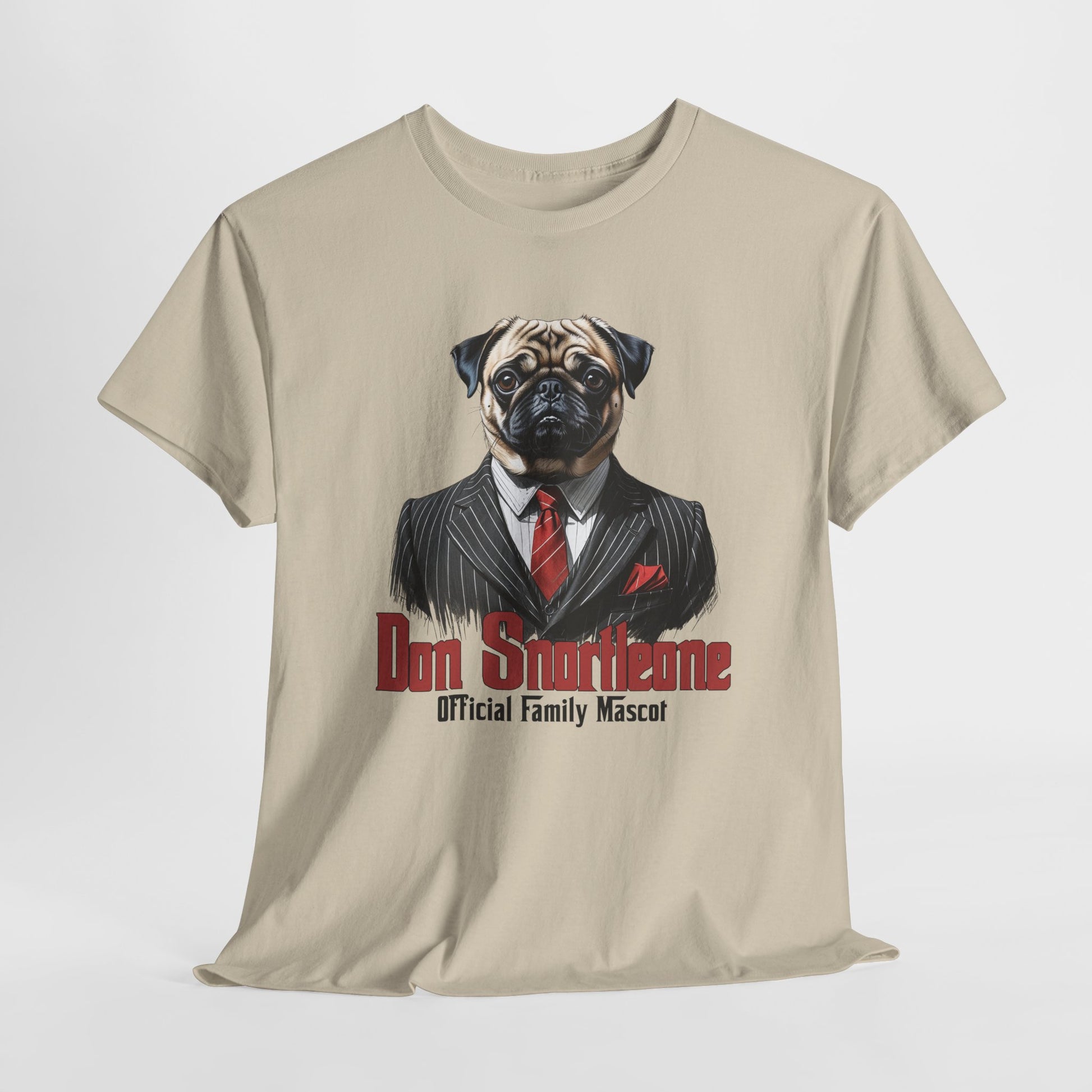 PUG TSHIRT Don Snortleone Mafia Graphic in Sand