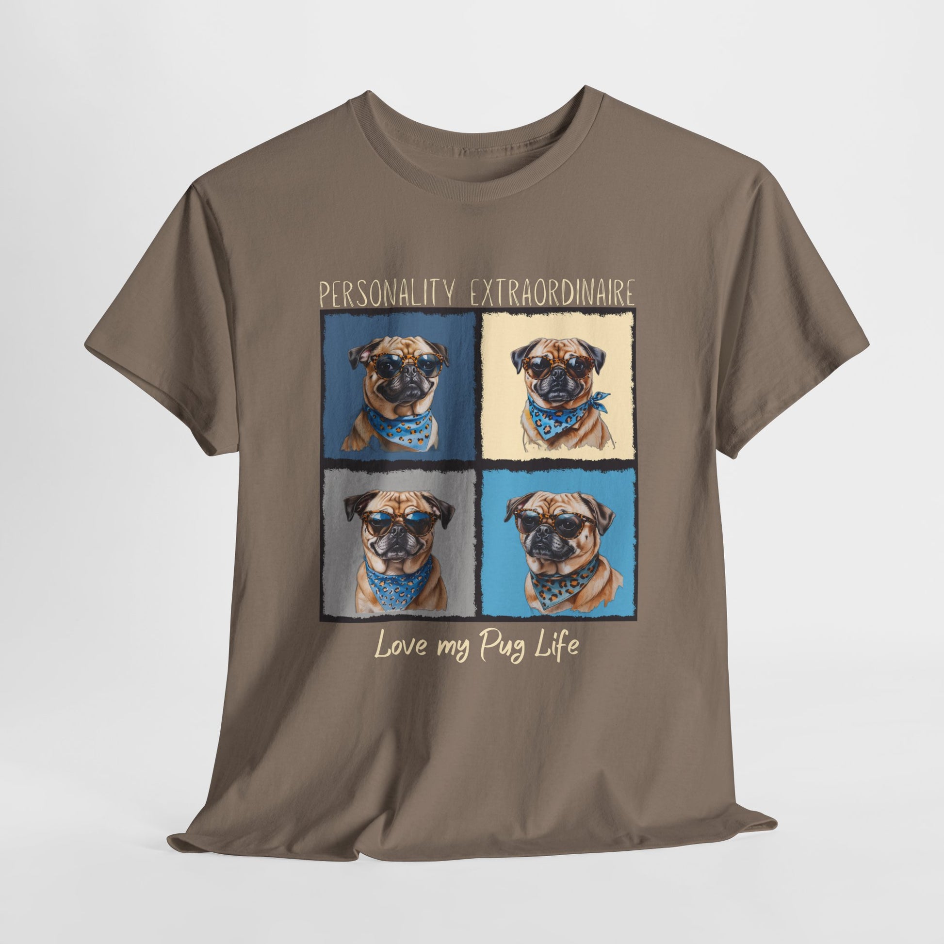 PUG TSHIRT PUG FACE SHIRT in brown savana
