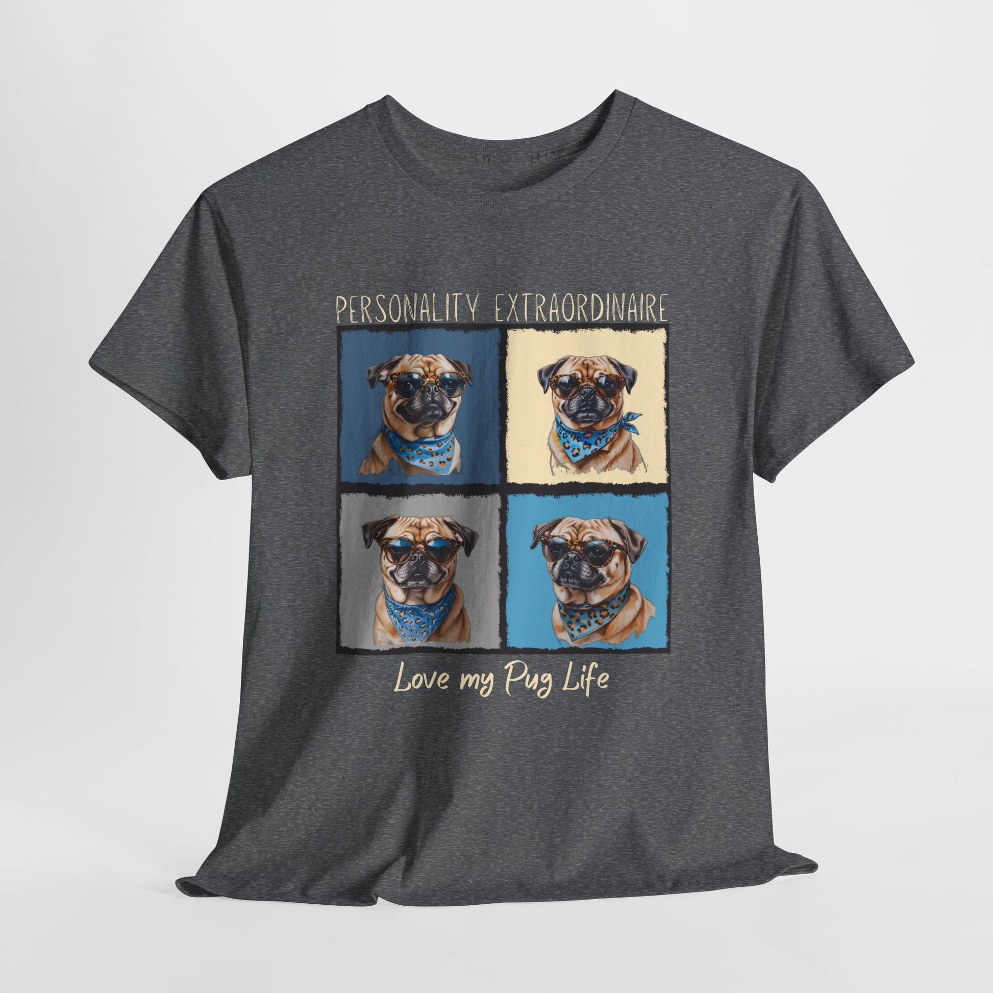 PUG TSHIRT PUG FACE SHIRT in graphite heather