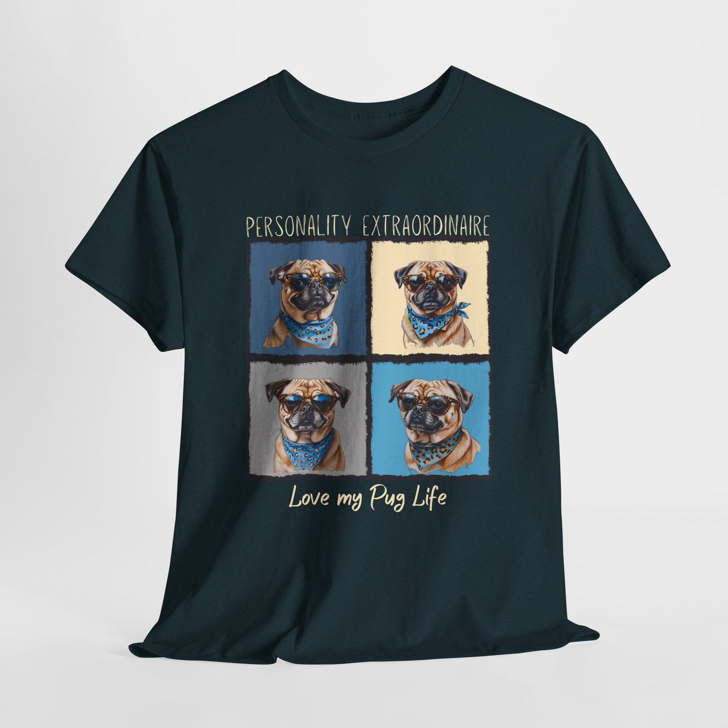 PUG TSHIRT PUG FACE SHIRT in midnight