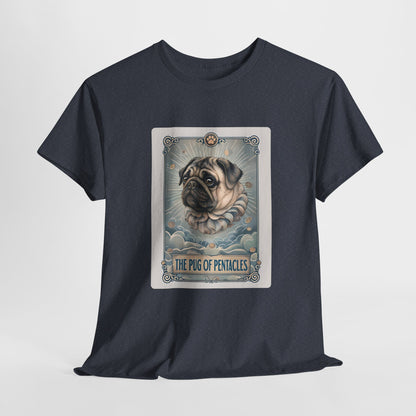 PUG TSHIRT PUG OF PENTACLES in Heather Navy