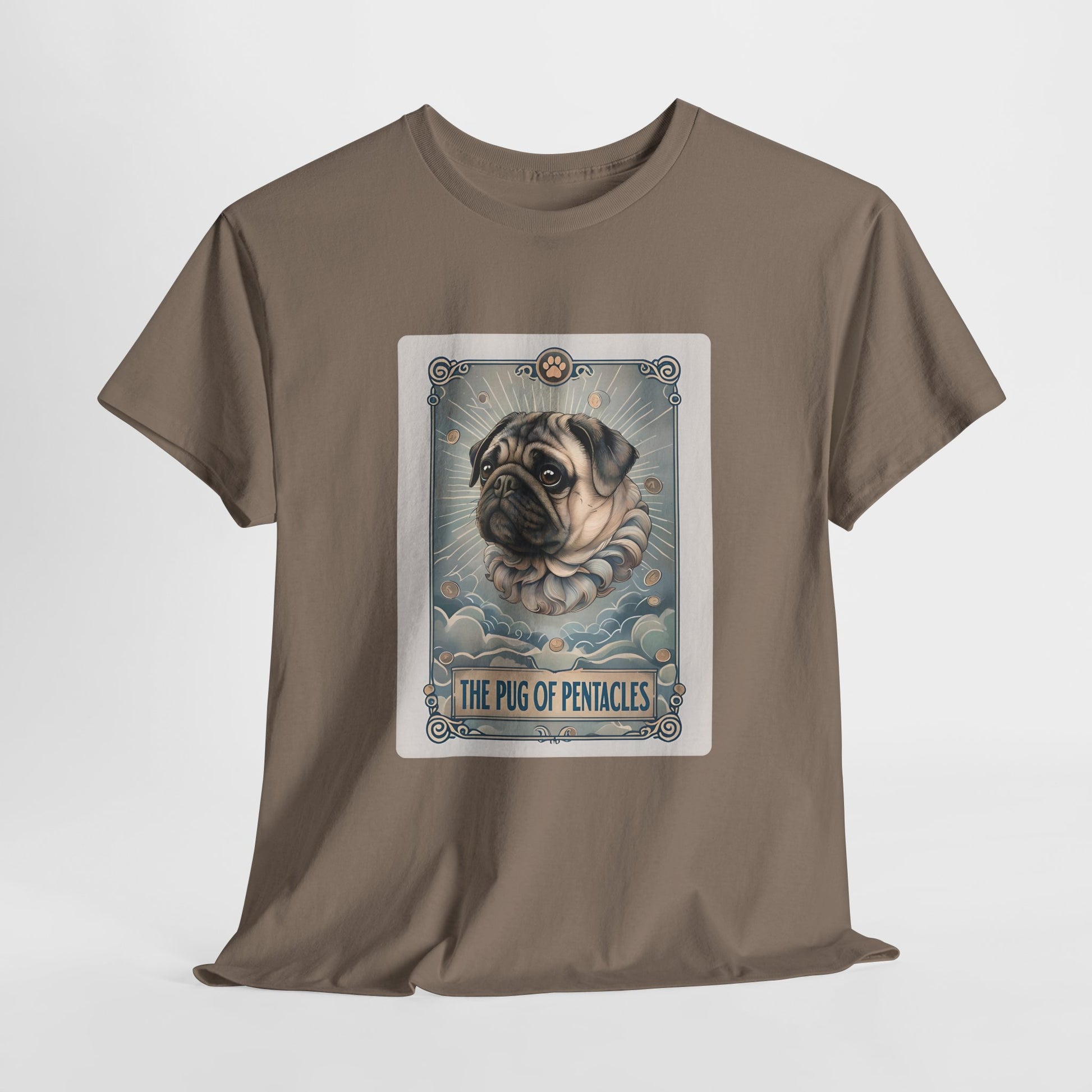 PUG TSHIRT PUG OF PENTACLES in brown savana