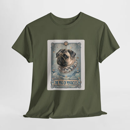 PUG TSHIRT PUG OF PENTACLES in heather military green