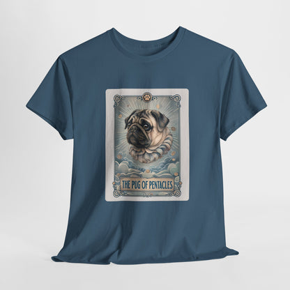 PUG TSHIRT PUG OF PENTACLES in indigo blue