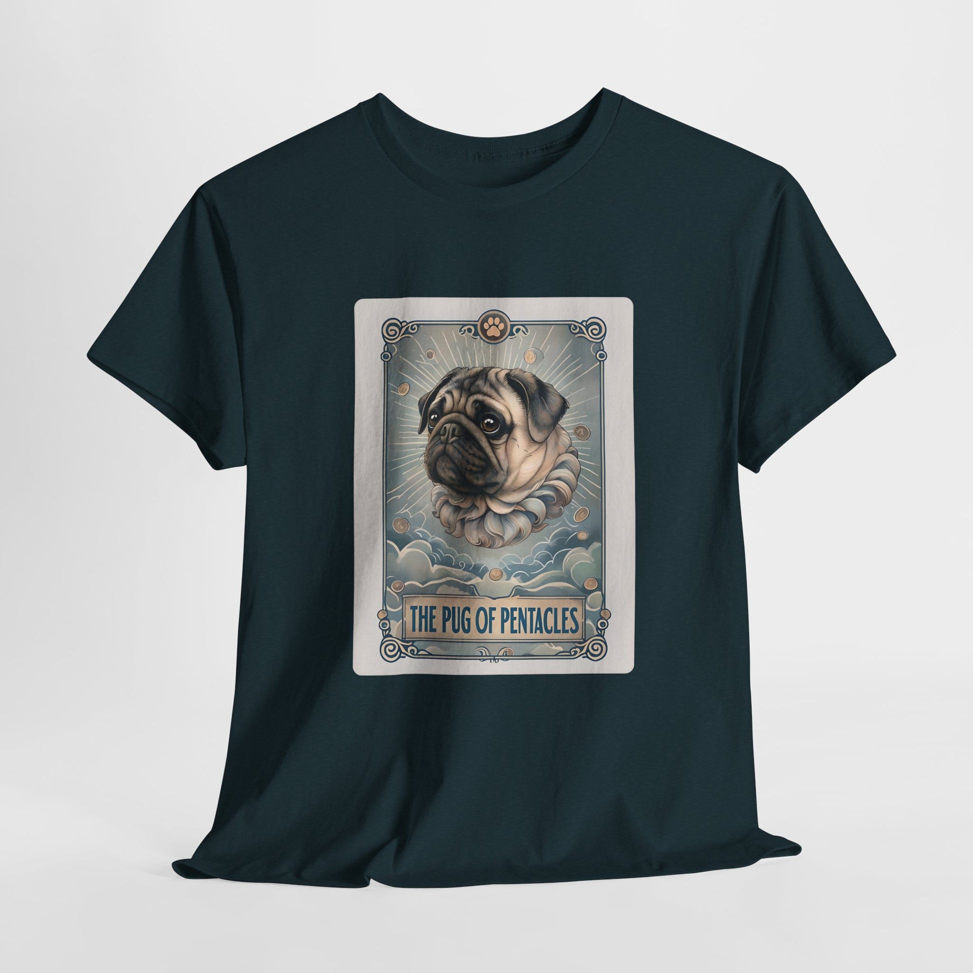 PUG TSHIRT PUG OF PENTACLES in midnight
