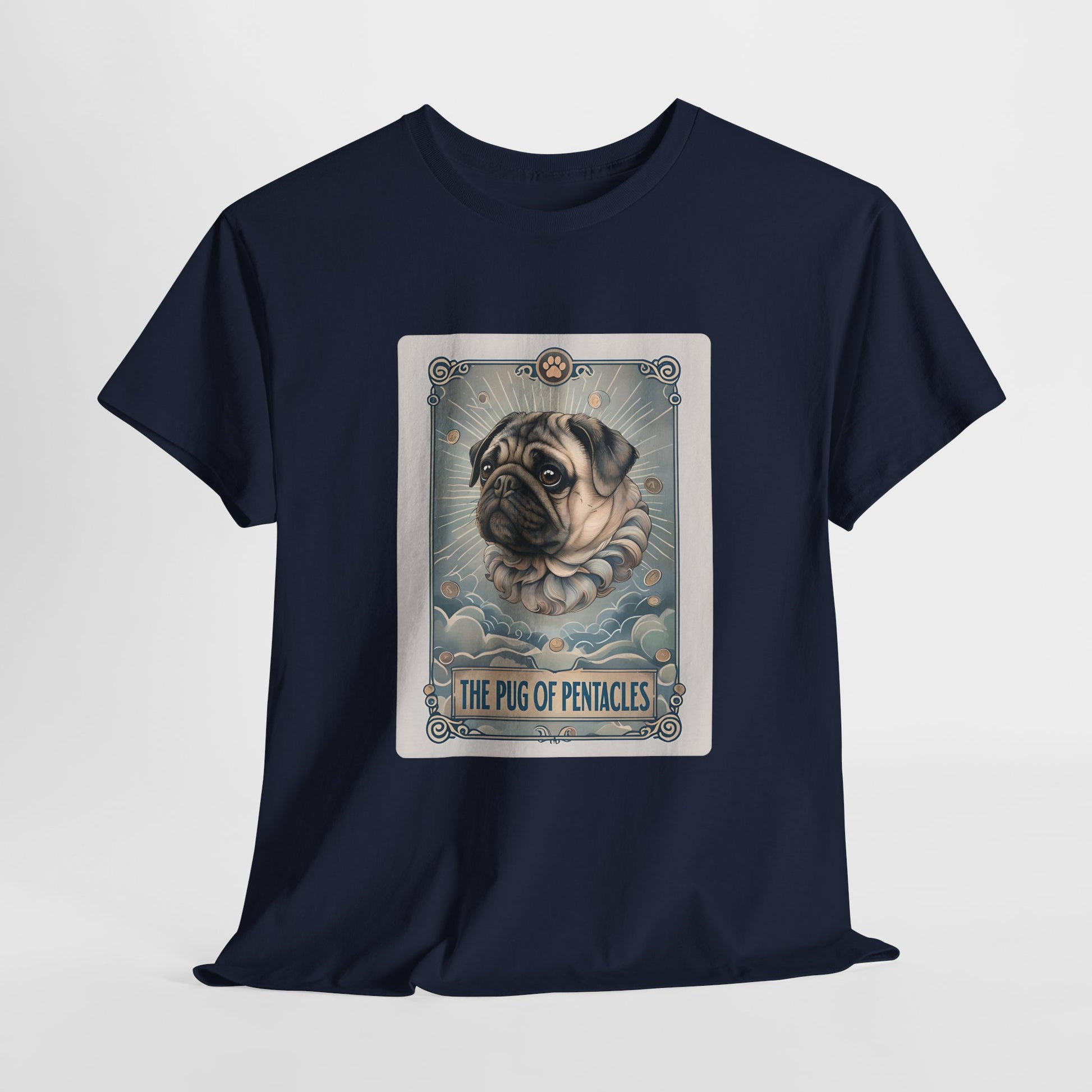 PUG TSHIRT PUG OF PENTACLES in navy