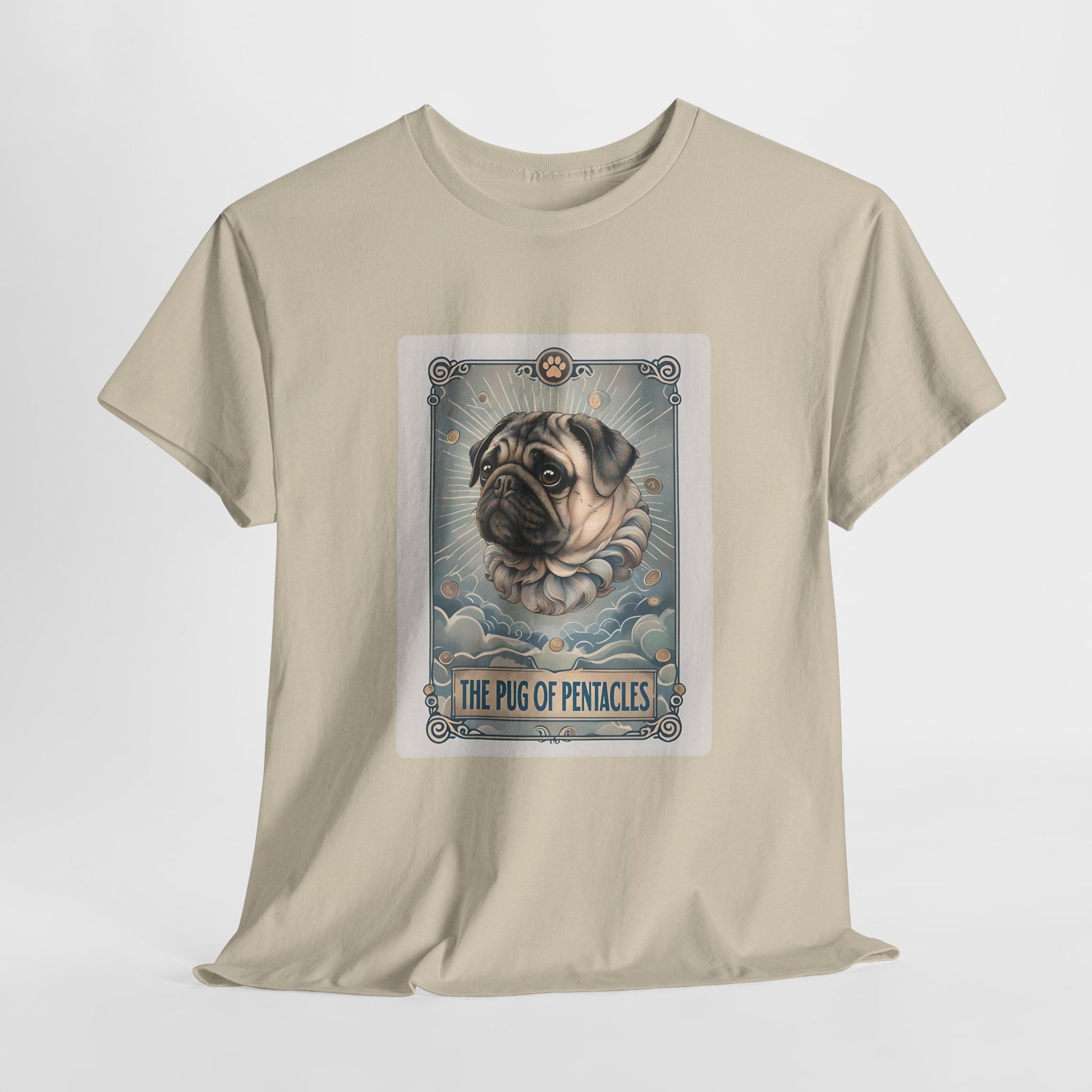 PUG TSHIRT PUG OF PENTACLES in sand