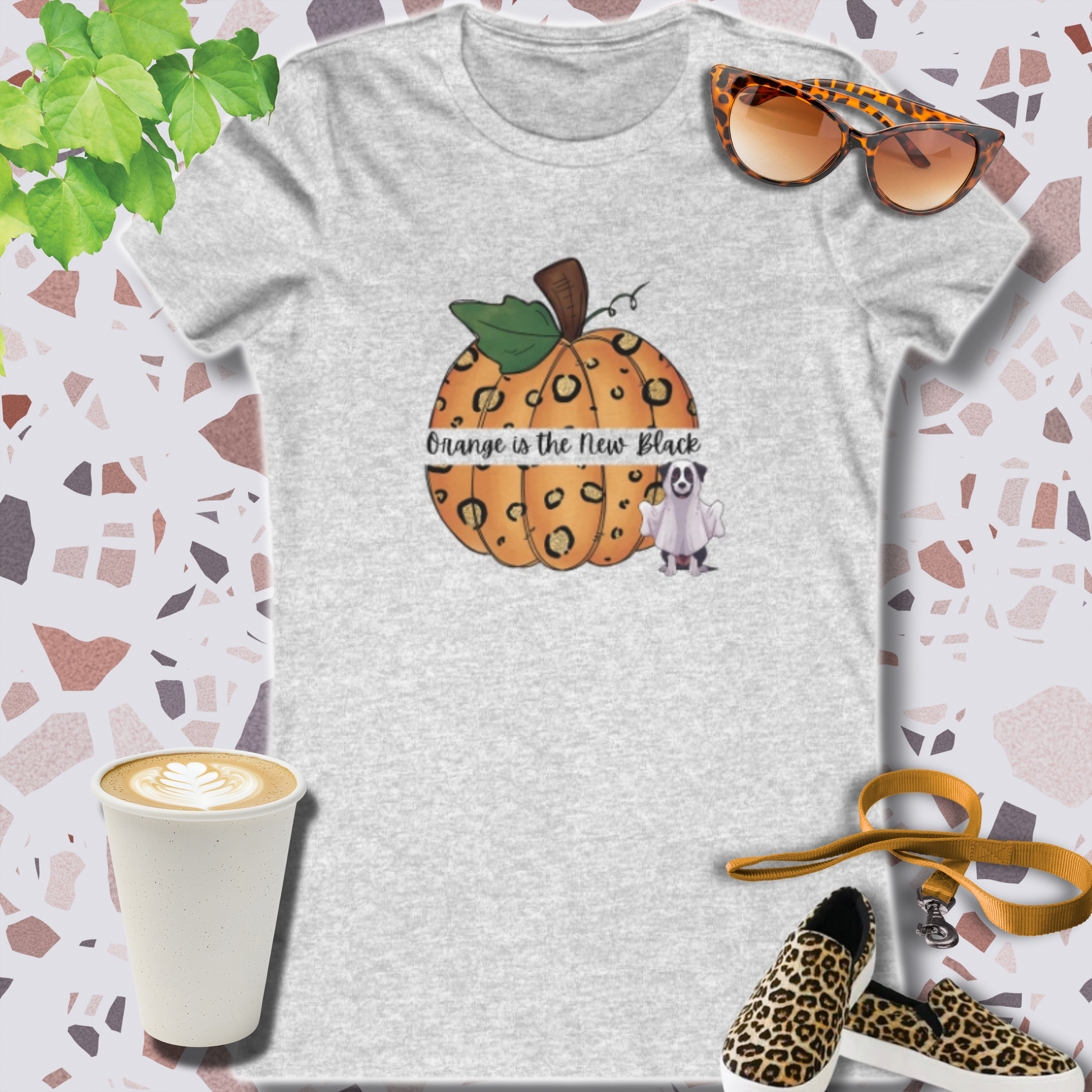 Pumpkin Halloween T Shirt Orange New Black in Athletic Heather