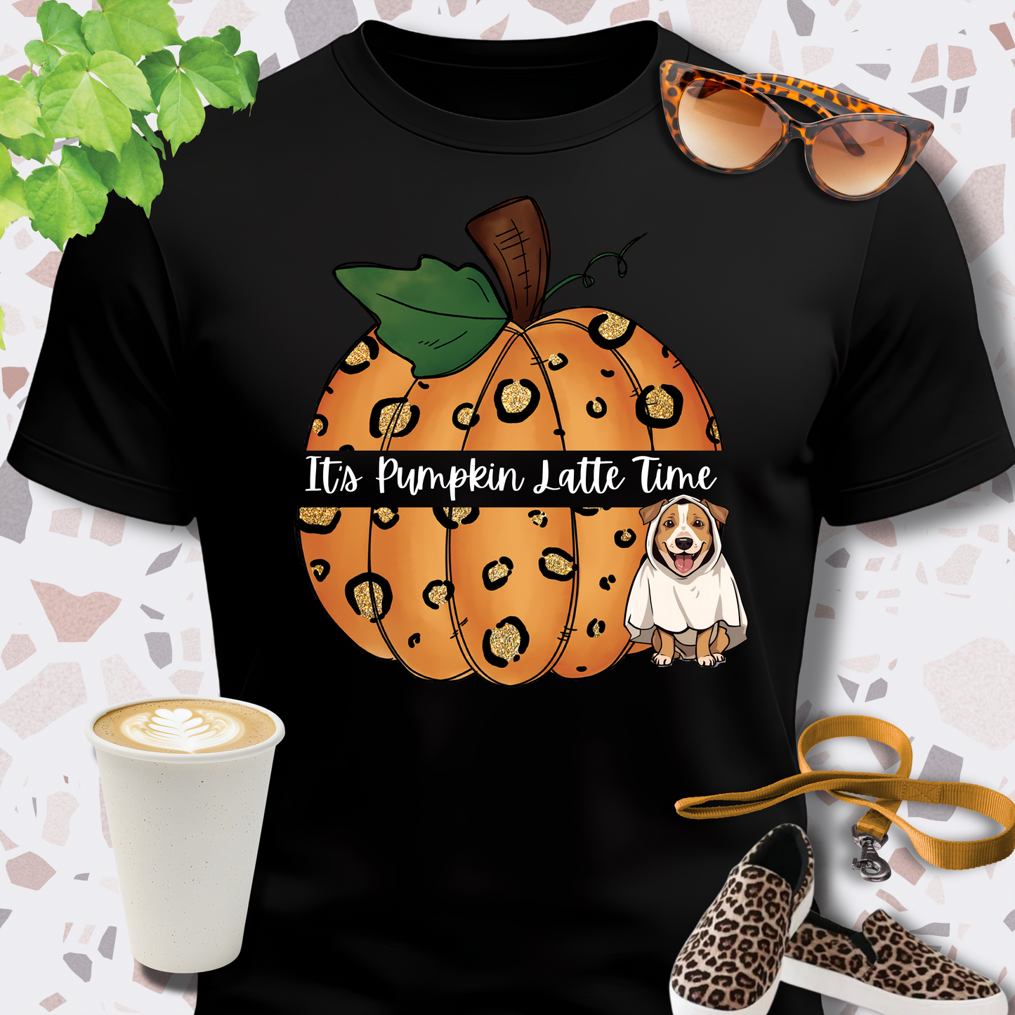 Pumpkin Shirts for Adults It's Pumpkin Latte Time in black