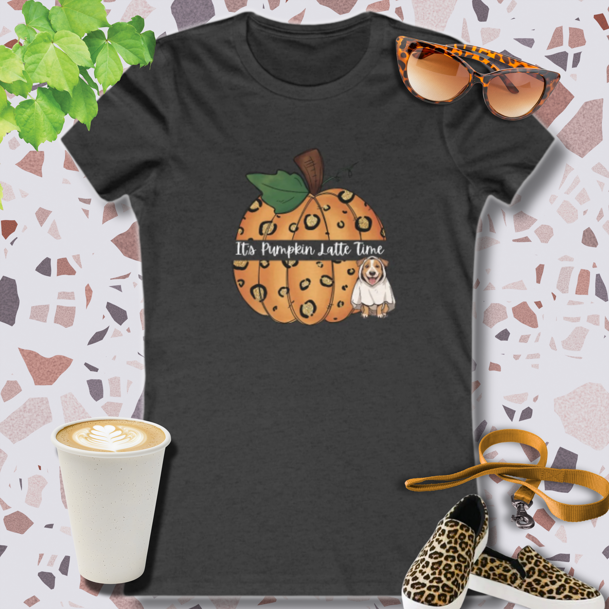 Pumpkin_Shirts_for_Adults_Its_Pumpkin_Latte_Time_in_dark heather grey