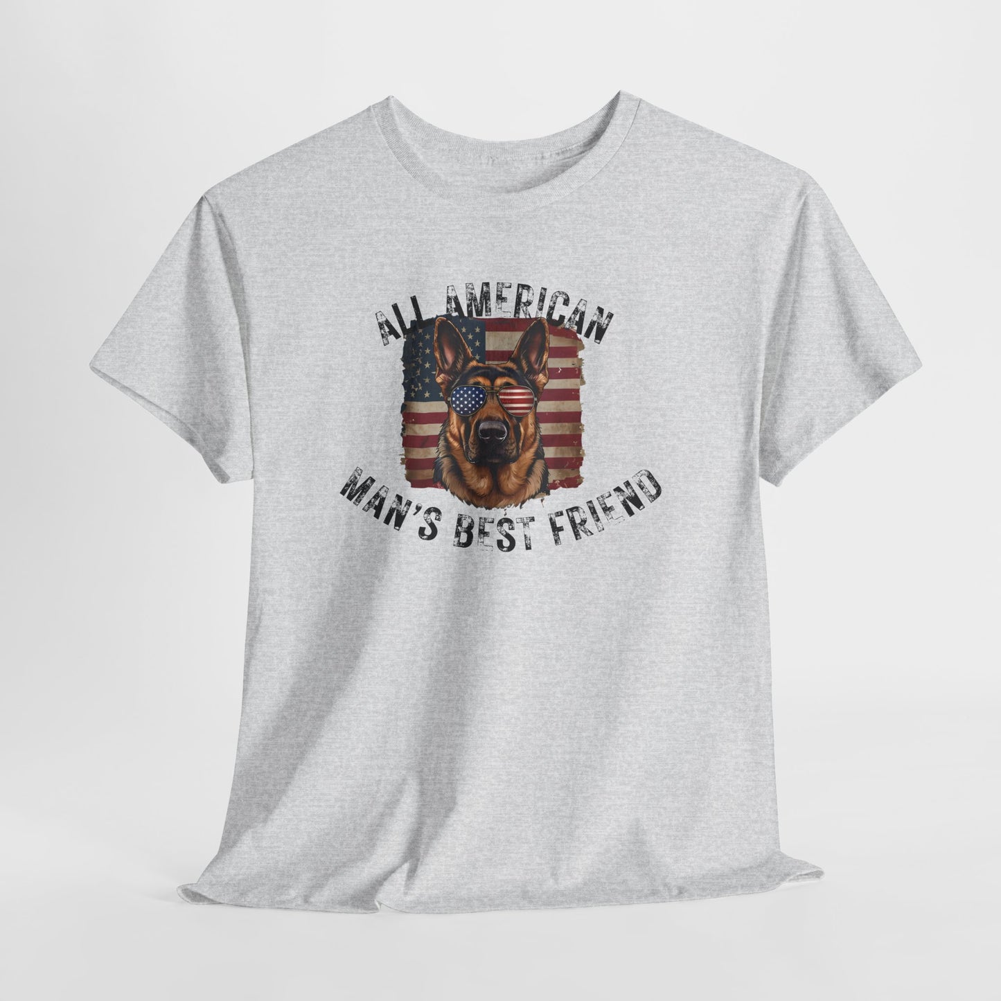 SHEPHERD DOGS SHIRT with Patriotic Dog Graphic in ash