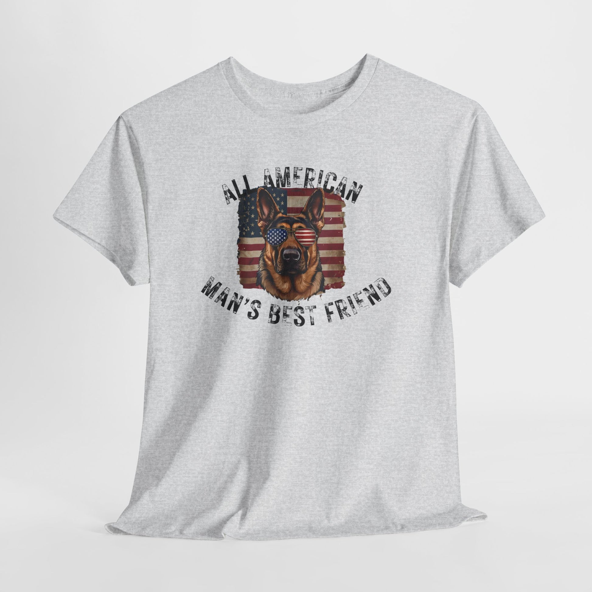 SHEPHERD DOGS SHIRT with Patriotic Dog Graphic in ash