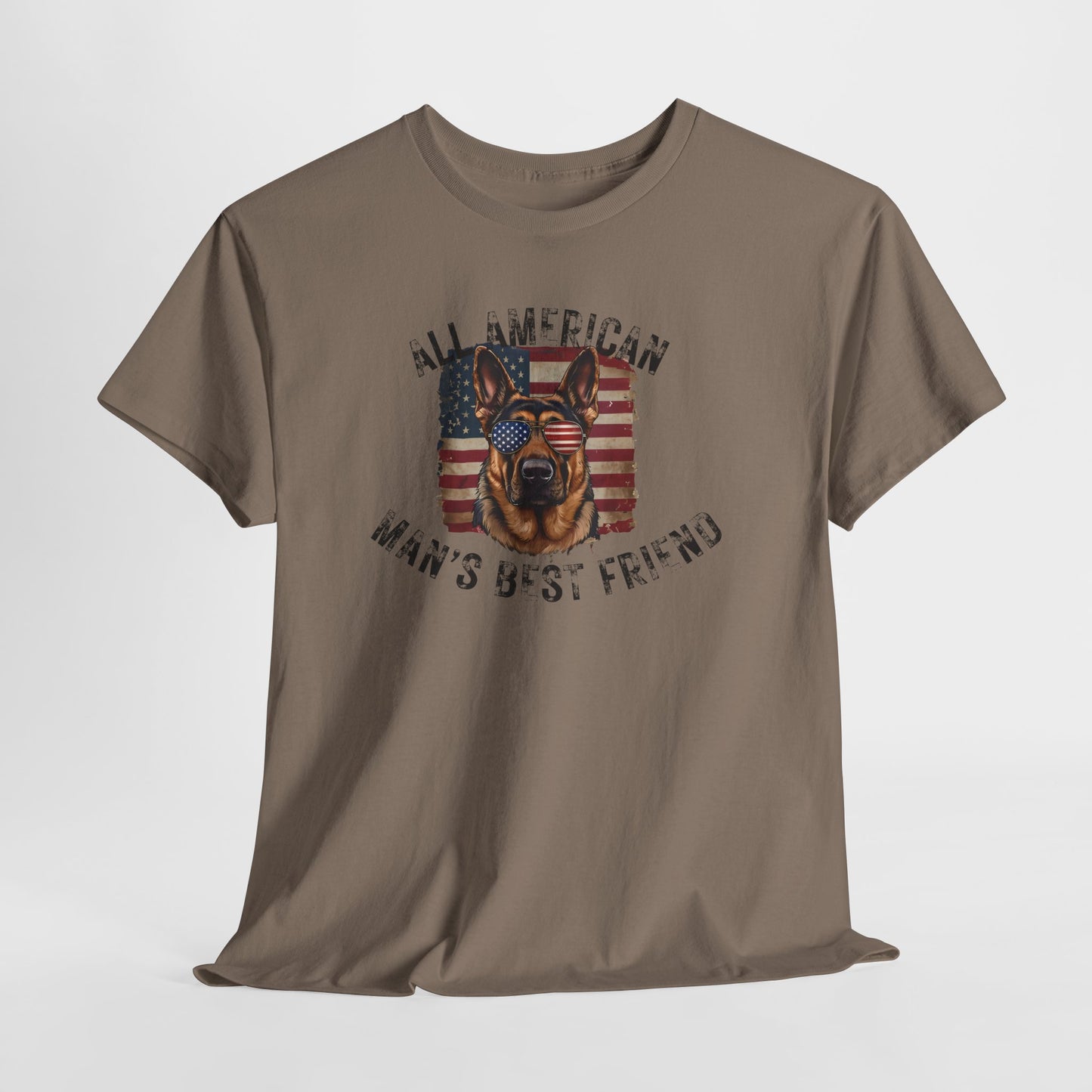 SHEPHERD DOGS SHIRT with Patriotic Dog Graphic in brown savana