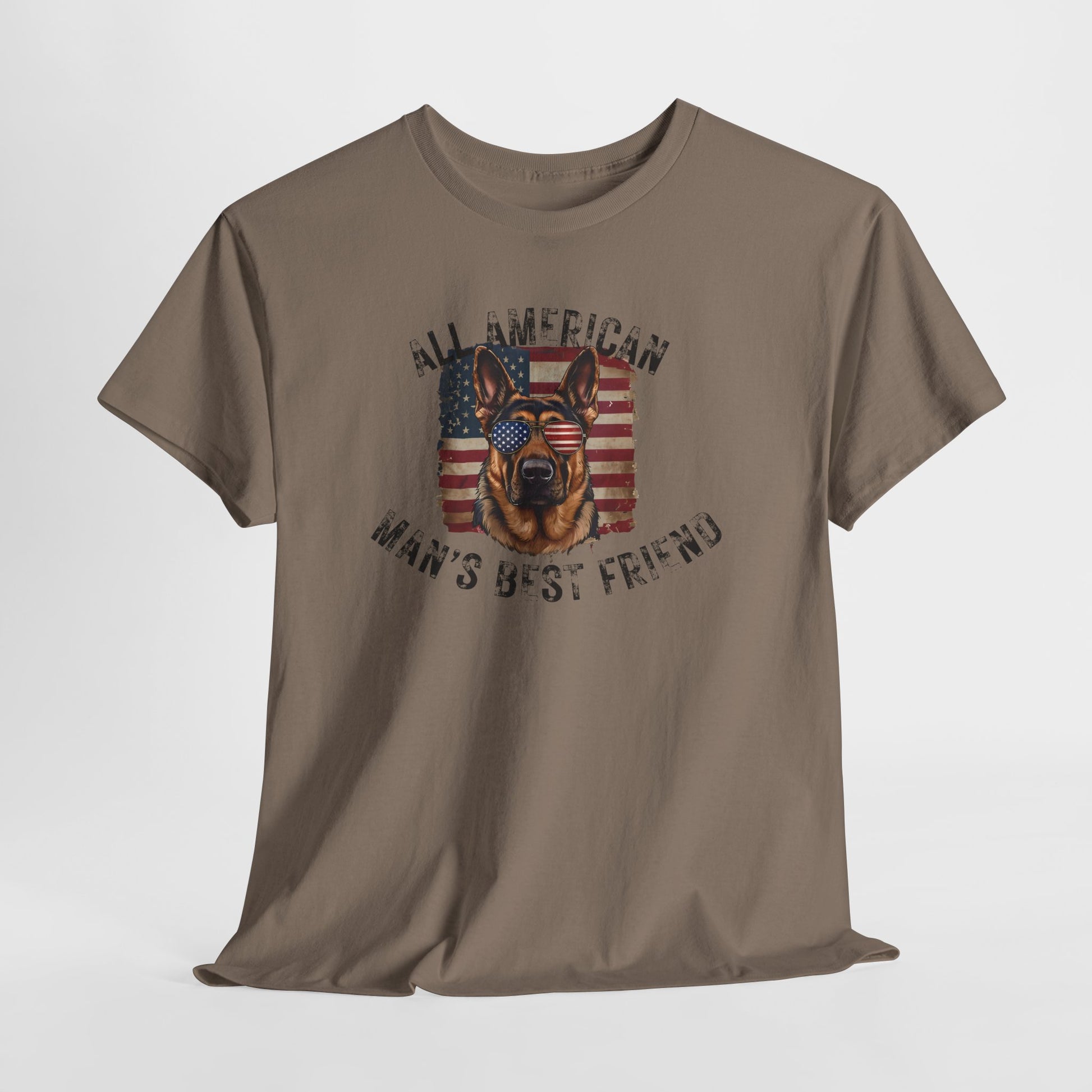 SHEPHERD DOGS SHIRT with Patriotic Dog Graphic in brown savana