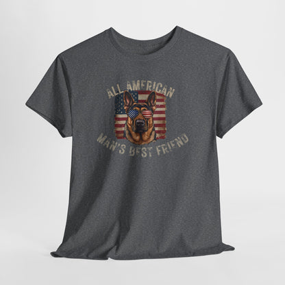 SHEPHERD DOGS SHIRT with Patriotic Dog Graphic in graphite heather 