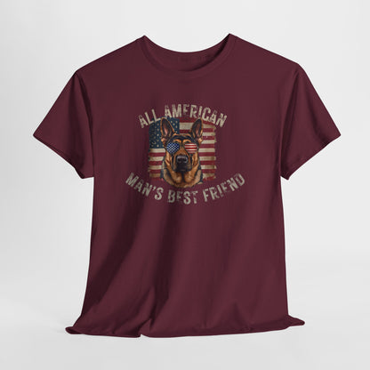 SHEPHERD DOGS SHIRT with Patriotic Dog Graphic in maroon