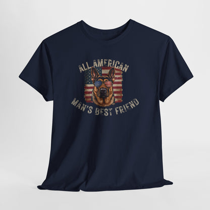 SHEPHERD DOGS SHIRT with Patriotic Dog Graphic in navy
