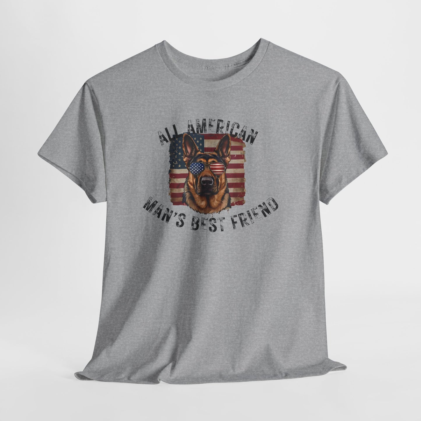 SHEPHERD DOGS SHIRT with Patriotic Dog Graphic in sport gray