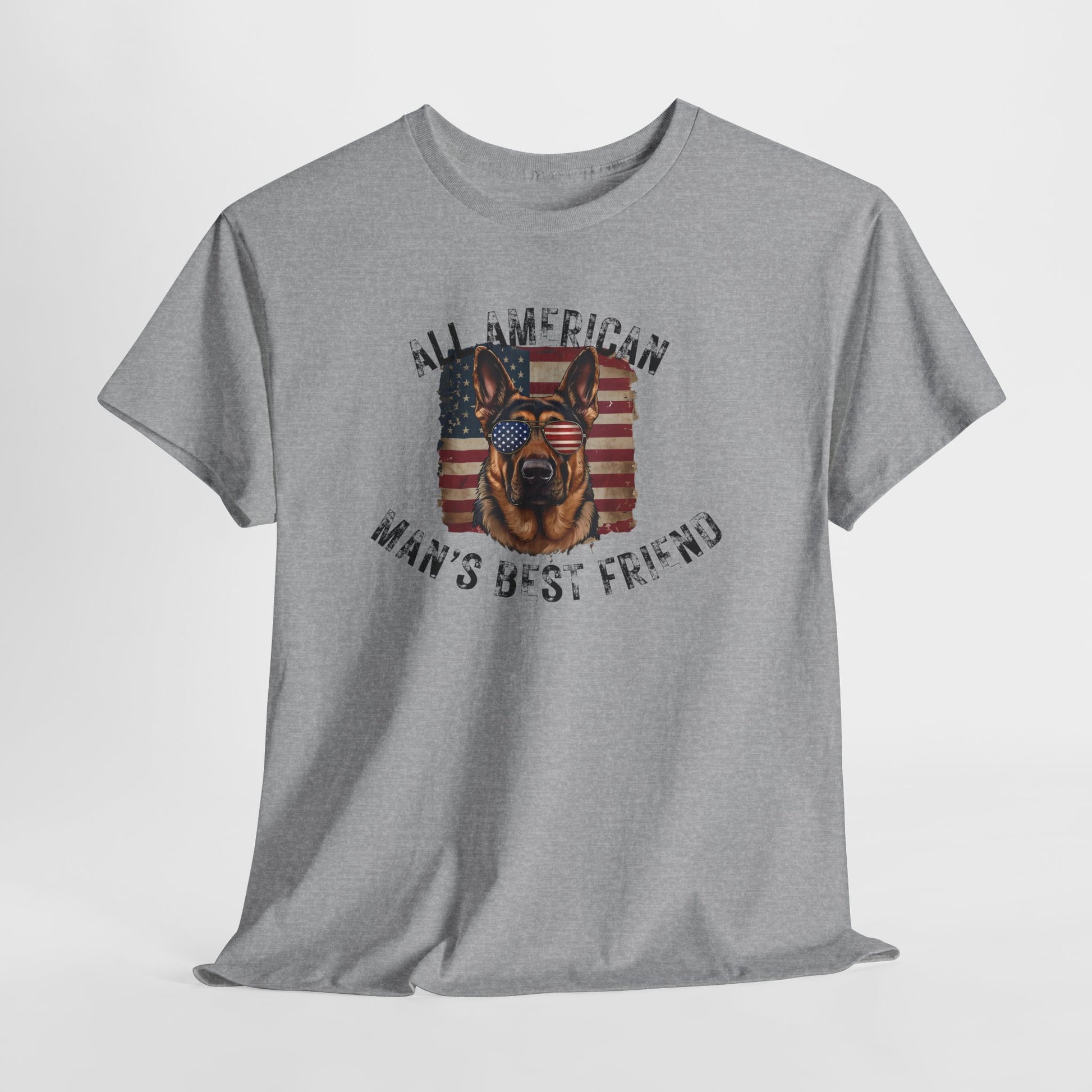 SHEPHERD DOGS SHIRT with Patriotic Dog Graphic in sport gray