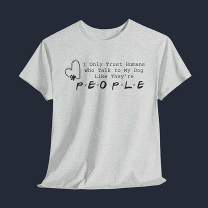 Ash t-shirt with humorous text design on a white background